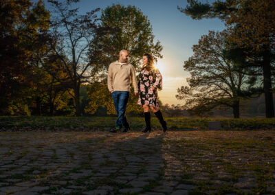 Valley-Forge-sunset-Engagement-Shoot-couple-walking-holding-hands